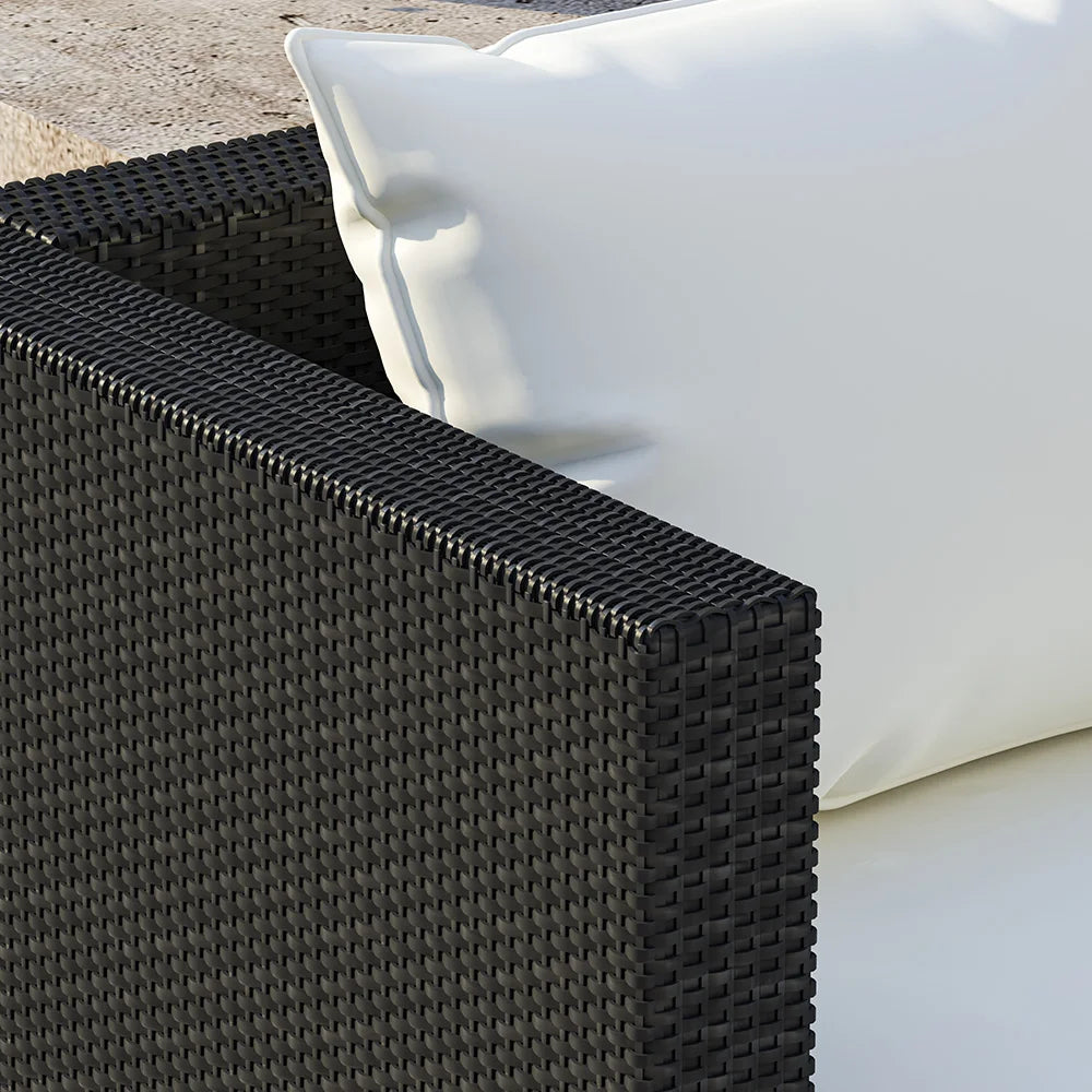 bigzzia 4pcs Patio Rattan furniture Rattan Garden Furniture Set sofa Weaving Wicker includes Armchair Double seat Sofa and table