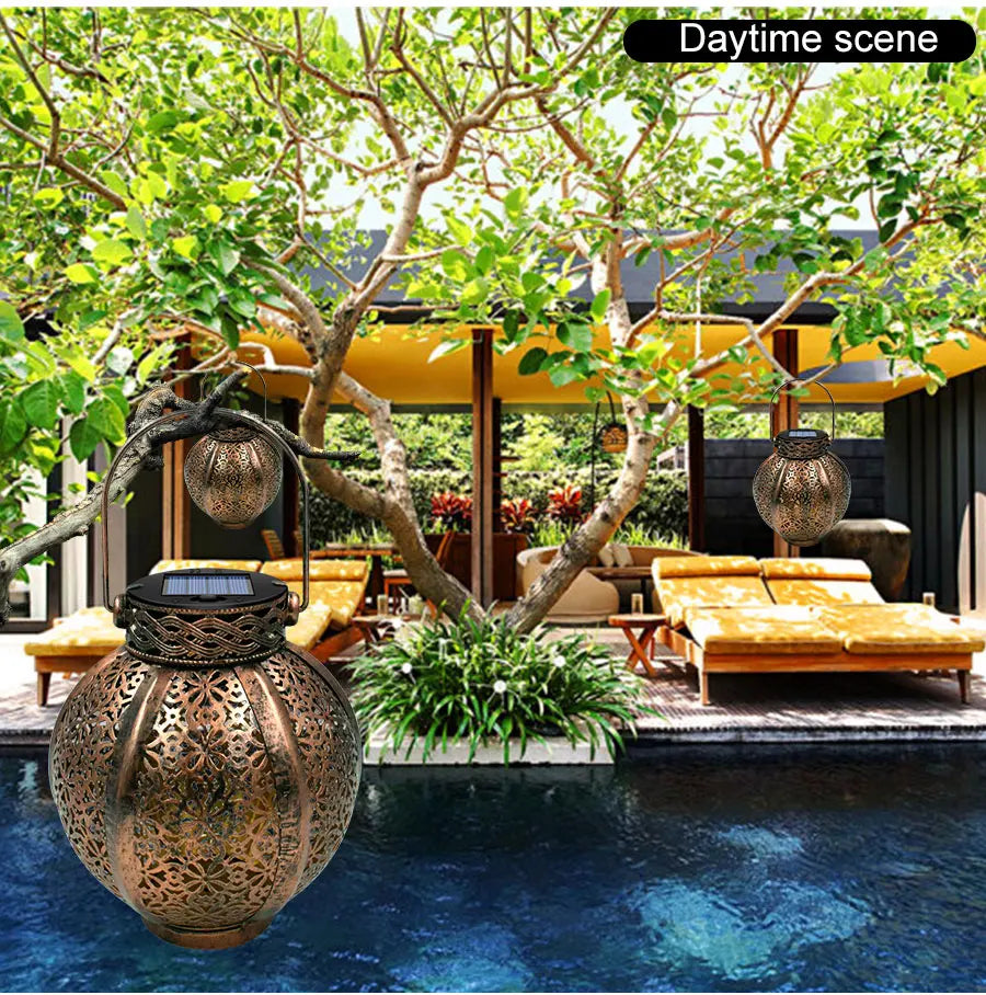 Hanging Solar Lanterns Retro Hollow Lights