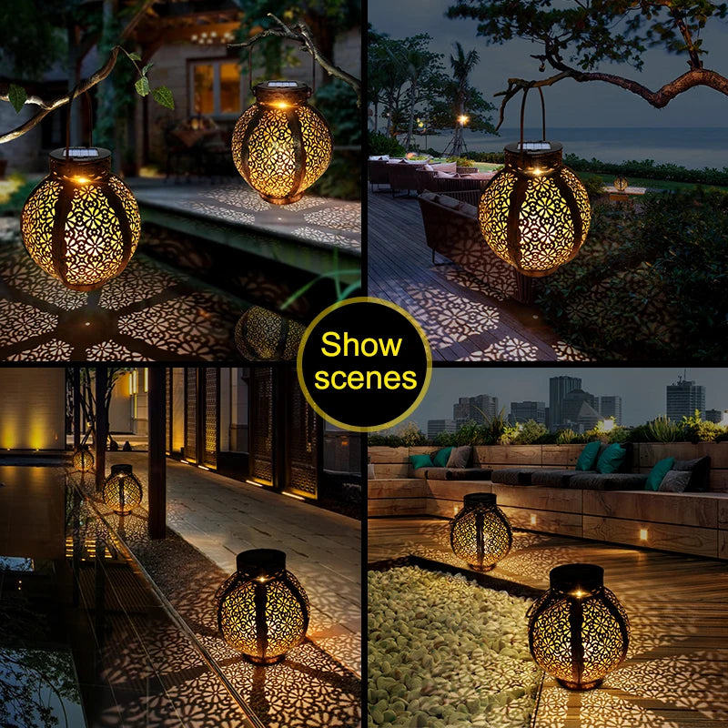 Hanging Solar Lanterns Retro Hollow Lights