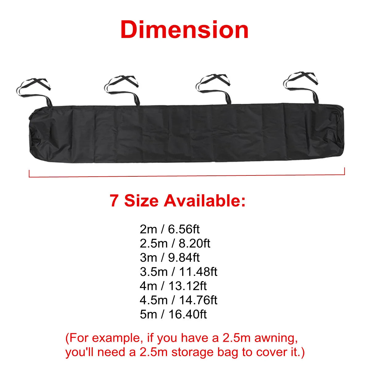 2/2.5/3/3.5/4/4.5/5m Oxford Patio Awning Winter Storage Bag Yard Garden Shelter Rain Weather Cover Protector Sun Canopy Cloth