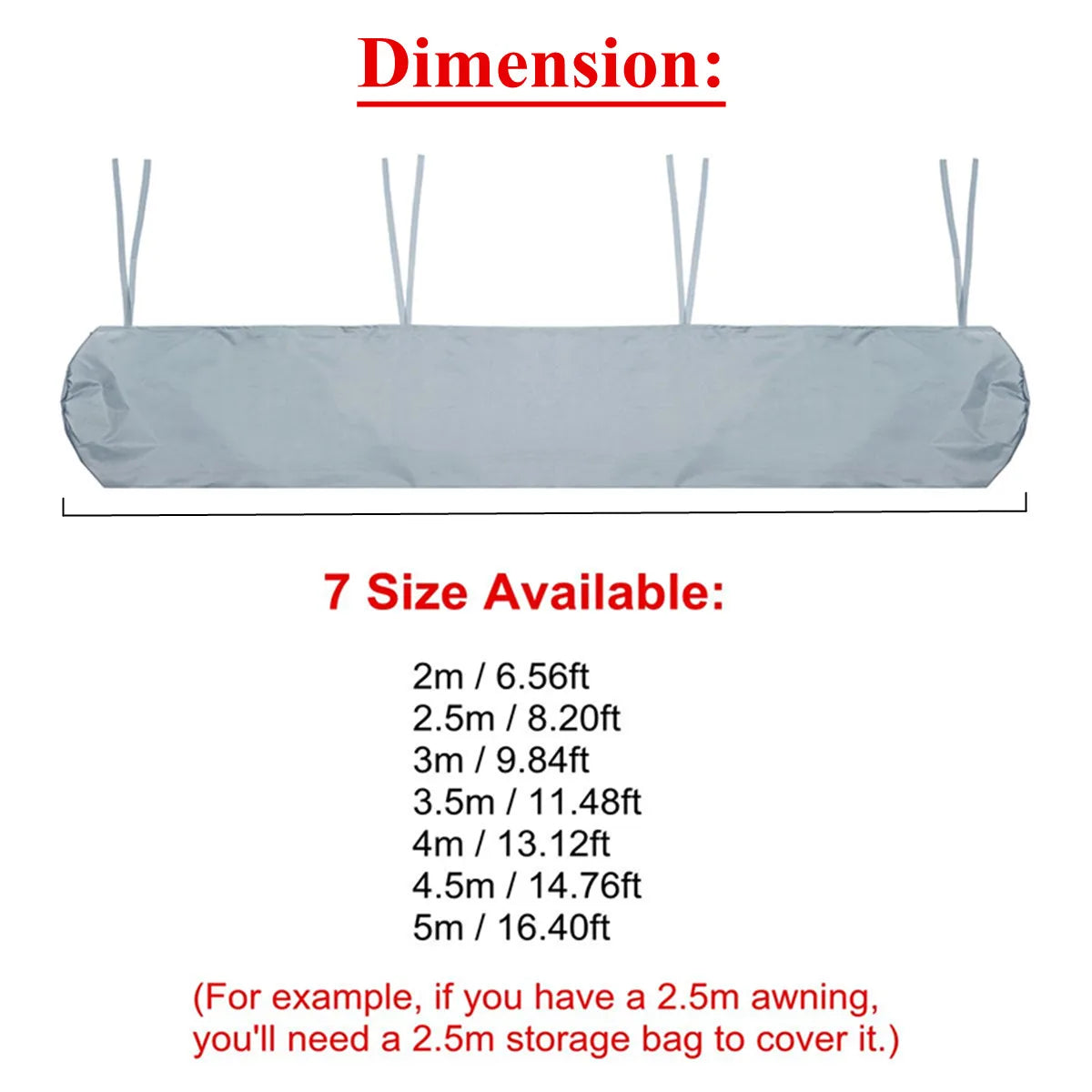 2/2.5/3/3.5/4/4.5/5m Oxford Patio Awning Winter Storage Bag Yard Garden Shelter Rain Weather Cover Protector Sun Canopy Cloth