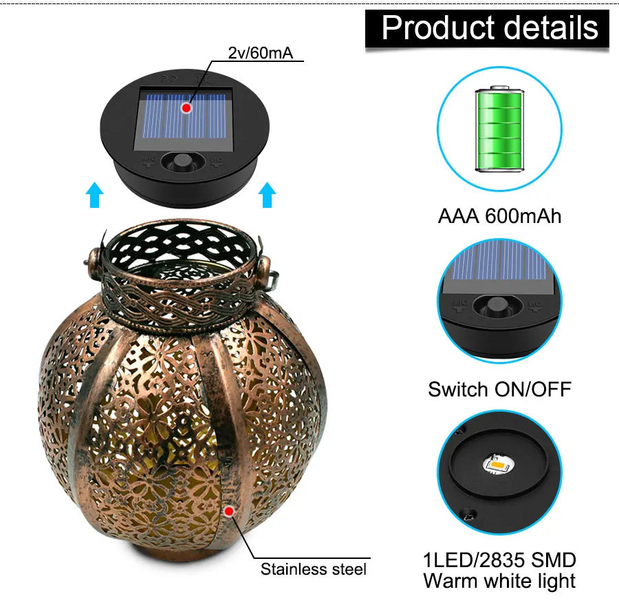Hanging Solar Lanterns Retro Hollow Lights