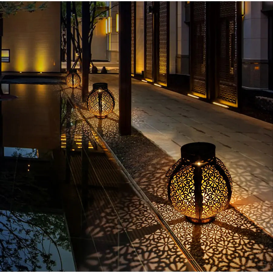 Hanging Solar Lanterns Retro Hollow Lights