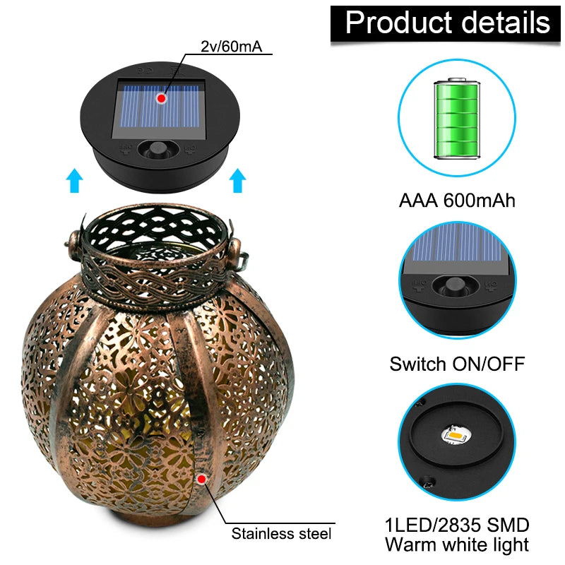 Hanging Solar Lanterns Retro Hollow Lights