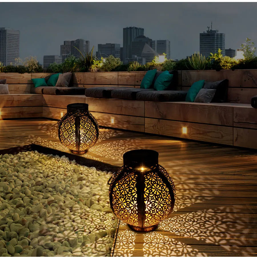Hanging Solar Lanterns Retro Hollow Lights