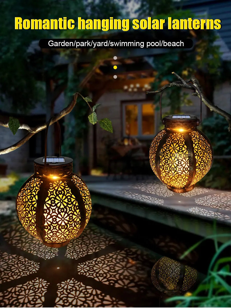 Hanging Solar Lanterns Retro Hollow Lights