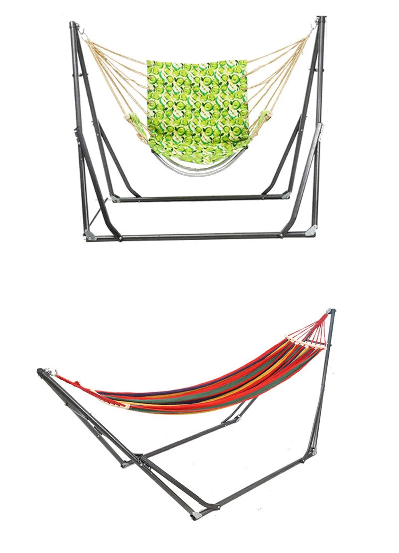 2-in-1 Hammock Hanging Chair fold Camping Thicken Swinging Chair Outdoor Hanging Bed Canvas Rocking Chair with Hammock Stand
