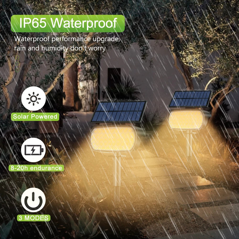 72 LED Solar Spotlights Outdoor Landscape Waterproof 108/136 LEDS Solar Powered Wall Light Auto On/Off for Yard Garden Pathway
