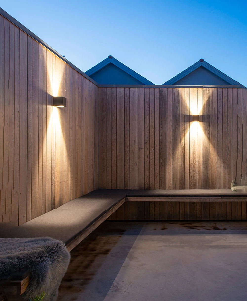 Outdoor Waterproof Wall Lamp Modern Square Aluminum Black White Gray Wall Lighting Porch Courtyard Lamp Exterior Wall Fixture