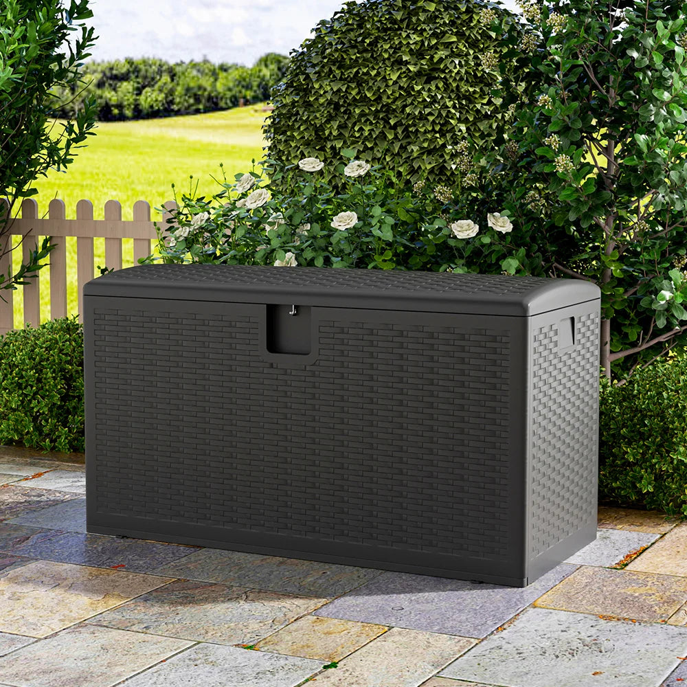 【Breeins】Large Waterproof Resin Indoor and Outdoor Storage Box, Weatherproof UV Resistant Box with Built-in Steel Beams