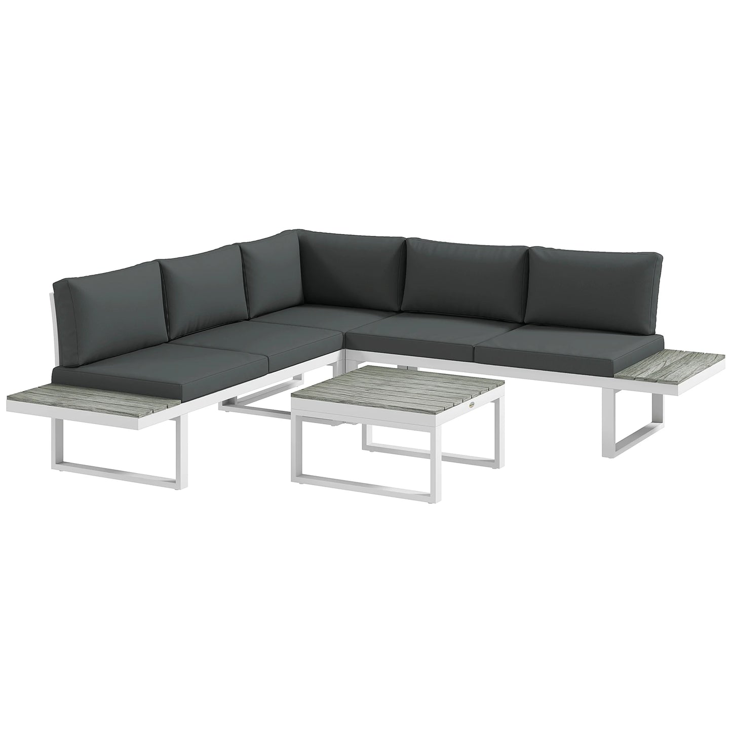 Outsunny 4 Pieces Patio Garden Set with 5-Level Recline Corner Sofa, Outdoor Garden Lounge Sectional Conversation Sofa Set