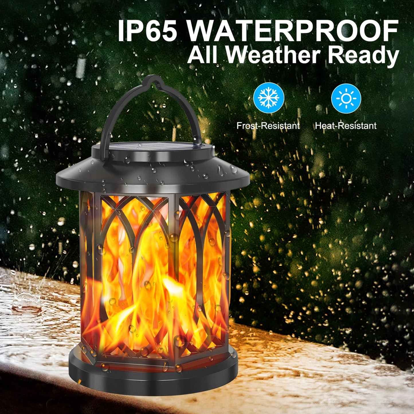 Solar Lantern Outdoor Lights Flickering Flame  Lights Hanging Solar Powered Lights For Garden Patio Deck Yard Pathway