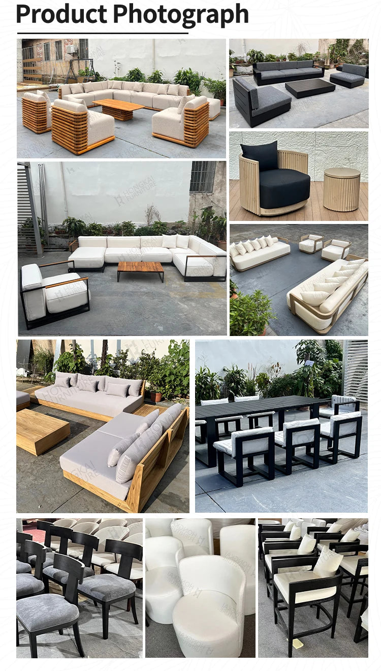 Outdoor Furniture Solid Wood Sofa and Coffee Table Set Paito Teak Sectional Sofa Teak Wood Garden Sofa Set