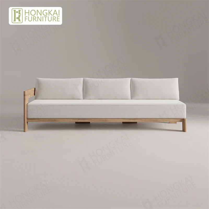Outdoor Furniture Solid Wood Sofa and Coffee Table Set Paito Teak Sectional Sofa Teak Wood Garden Sofa Set