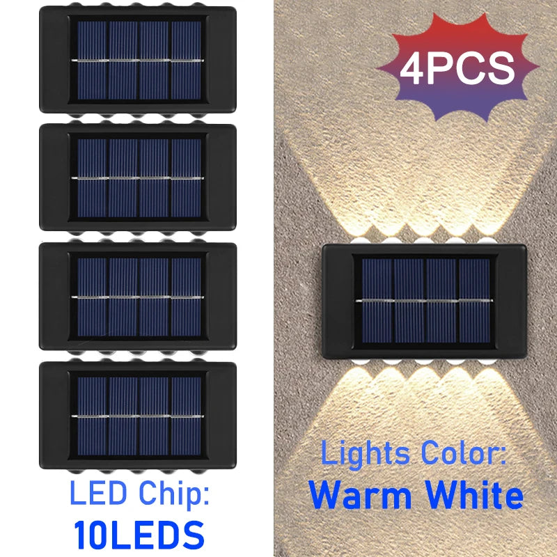 10LED Solar Wall Lights Outdoor Waterproof Security LED Lighting For Garden Yard Fence Decor Lamps