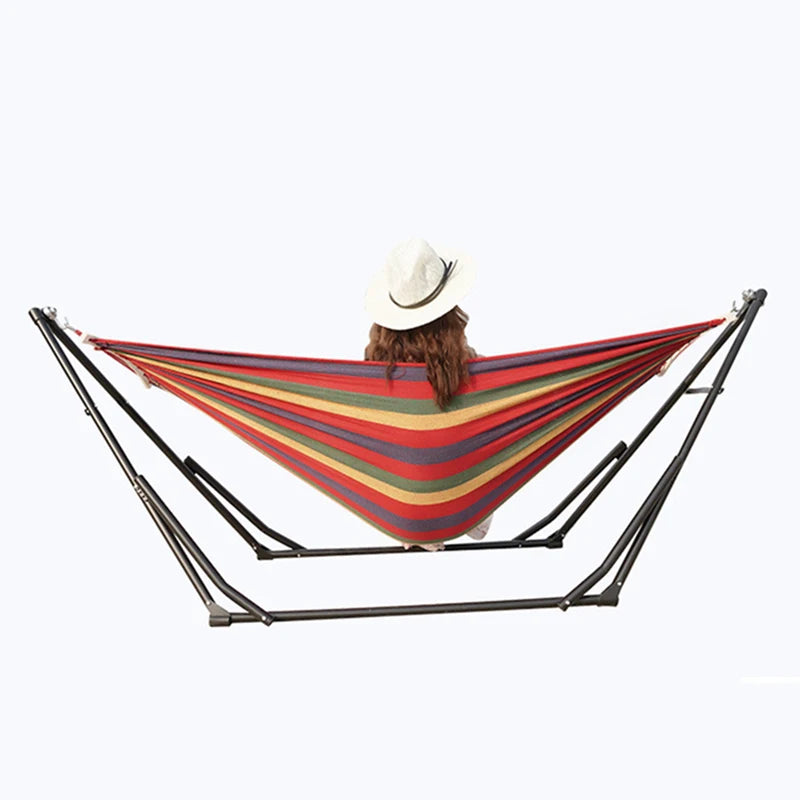 2-in-1 Hammock Hanging Chair fold Camping Thicken Swinging Chair Outdoor Hanging Bed Canvas Rocking Chair with Hammock Stand