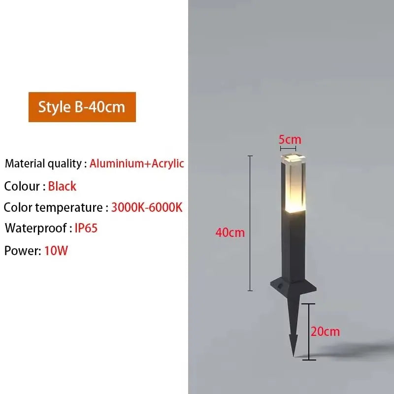 Outdoor LP65 waterproof lawn light LED 10W aluminum acrylic light, park square garden courtyard landscape light AC85-265V