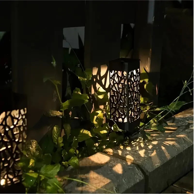 6-Pack Led Outdoor Solar Path Lights, Retro Courtyard Garden Lights, Hollow Projection Lights, Garden Decoration, Solar Lawn Lights, Courtyard Park Small Diameter Ground Decorative Lights