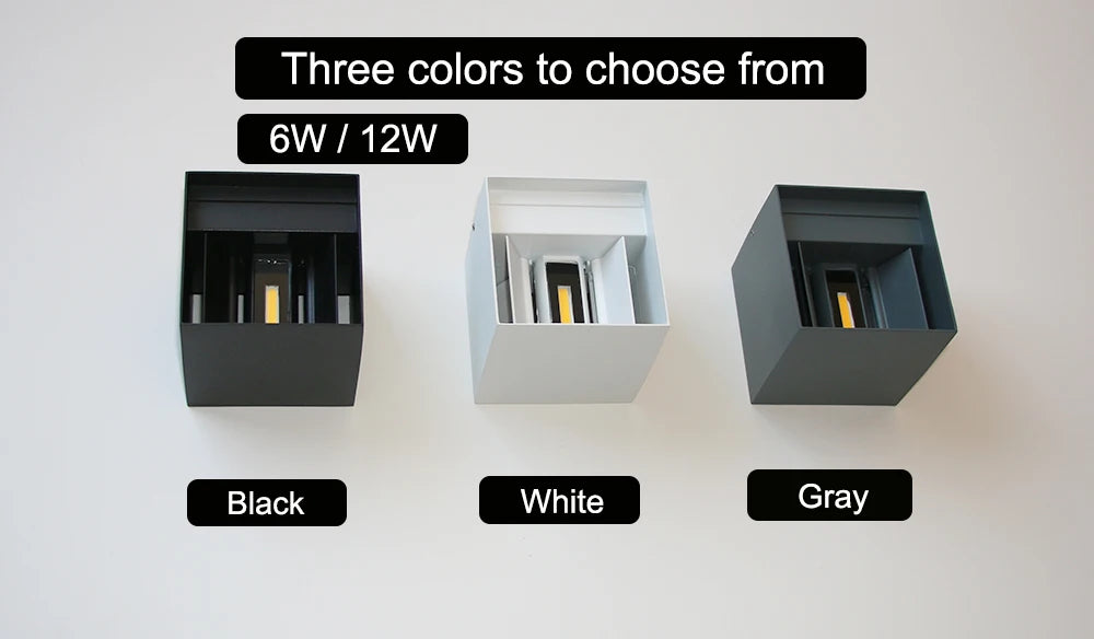 Outdoor Waterproof Wall Lamp Modern Square Aluminum Black White Gray Wall Lighting Porch Courtyard Lamp Exterior Wall Fixture