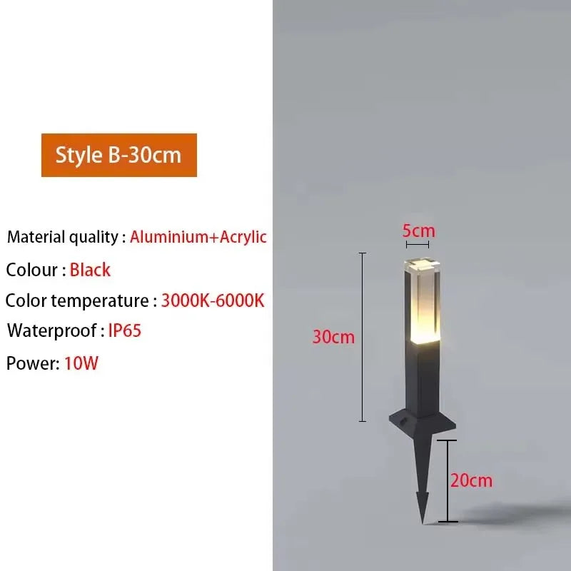 Outdoor LP65 waterproof lawn light LED 10W aluminum acrylic light, park square garden courtyard landscape light AC85-265V