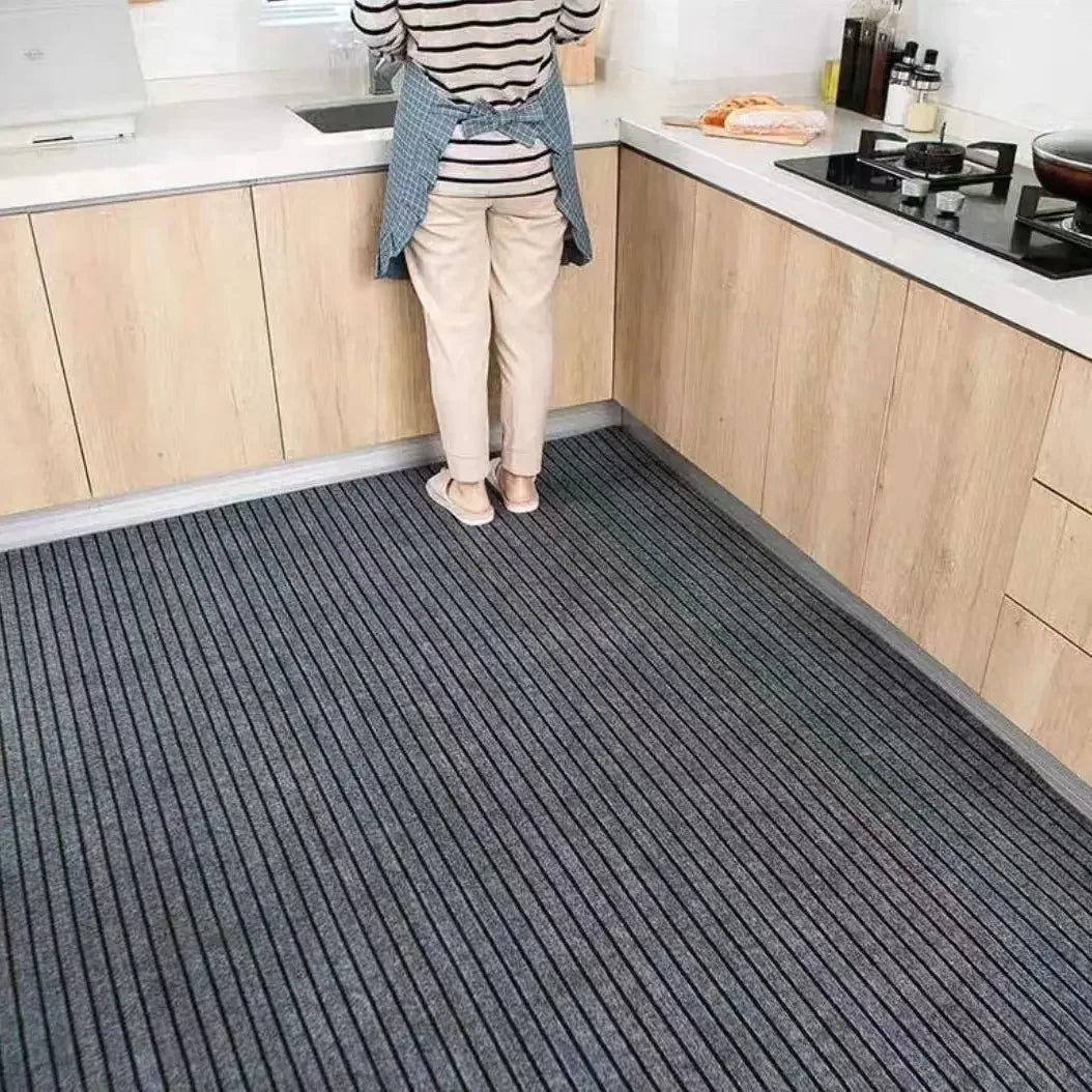 Striped Polyester PVC Doormat, Water-Resistant, Non-Slip, Stain-Resistant, Machine-Made, Outdoor Entrance Mat Easy Clean Durable