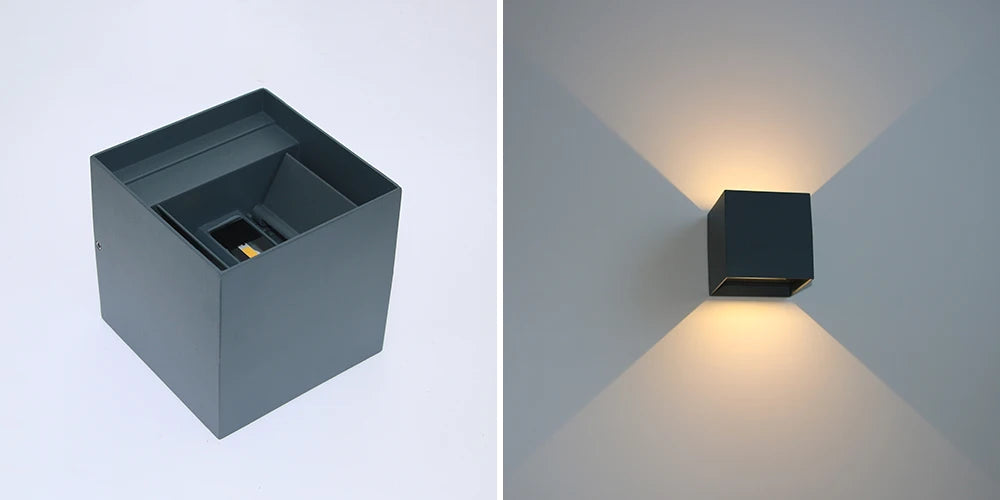 Outdoor Waterproof Wall Lamp Modern Square Aluminum Black White Gray Wall Lighting Porch Courtyard Lamp Exterior Wall Fixture