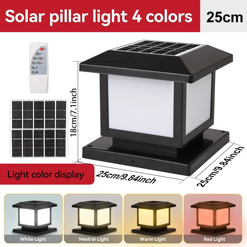 Outdoors LED Solar Lights Waterproof Solar Column Light Classical style Timed with Remote Control LED Light for Garden Patio