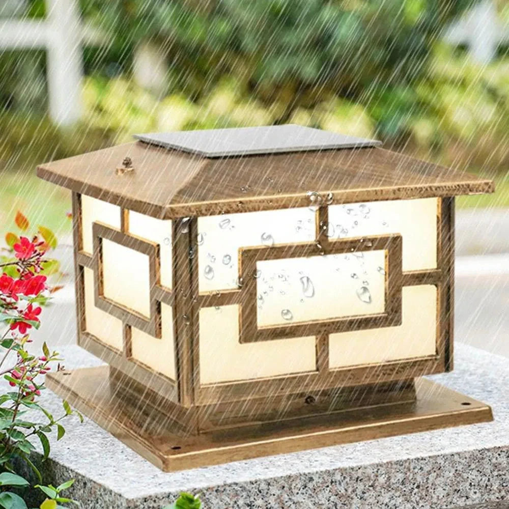 Outdoors LED Solar Lights Waterproof Solar Column Light Classical style Timed with Remote Control LED Light for Garden Patio