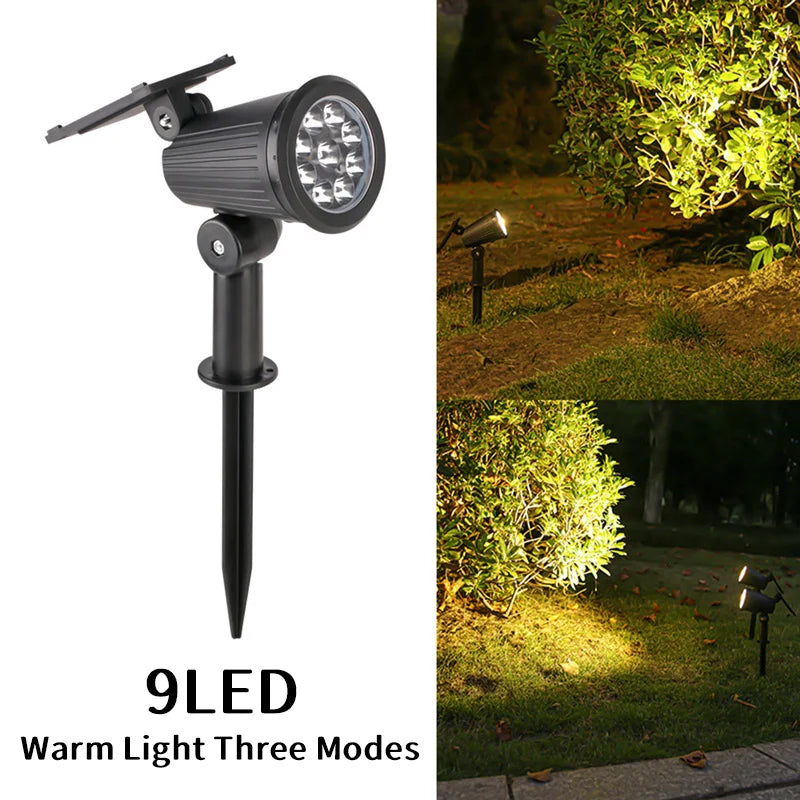9LEDs Solar Spotlights, Outdoor Light Control, Waterproof Floor Mounted Lawn Lamp,for Landscape,Courtyard,Garden,Tree Decoration