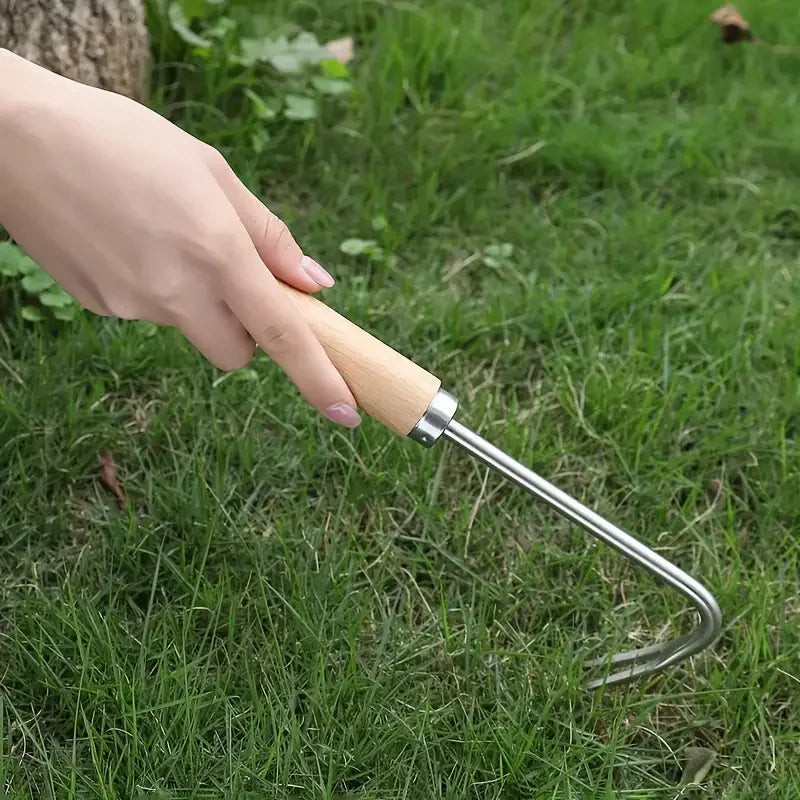 Stainless Steel Wood Handle Garden Weeder Hand Weeding Removal Cutter Puller Tools Multifunction Weeder Transplant Garden Tools