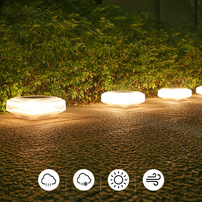 30LED Solar Outdoor Light, LED Fence Deck Column Cap Lamp Landscape Lighting for Camping Patio Posts Flat Surface Garden Decor