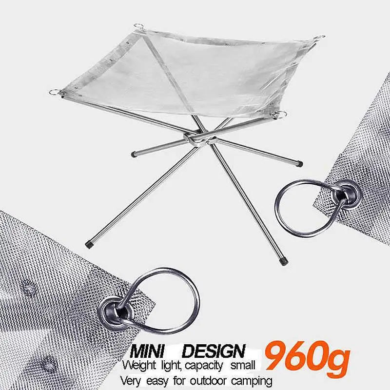 Lighten up Fire Pit Burning Rack Camping Stainless Steel Mesh Fireplace Foldable Stove BBQ Grill Patio With Replace Grilled Net