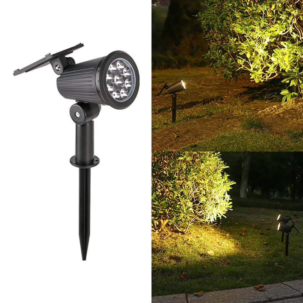 Outdoor Solar Spotlight 9LEDs Brightness Adjustable Spot Lights IP65 Waterproof Solar Spotlight for Garden Patios Porches