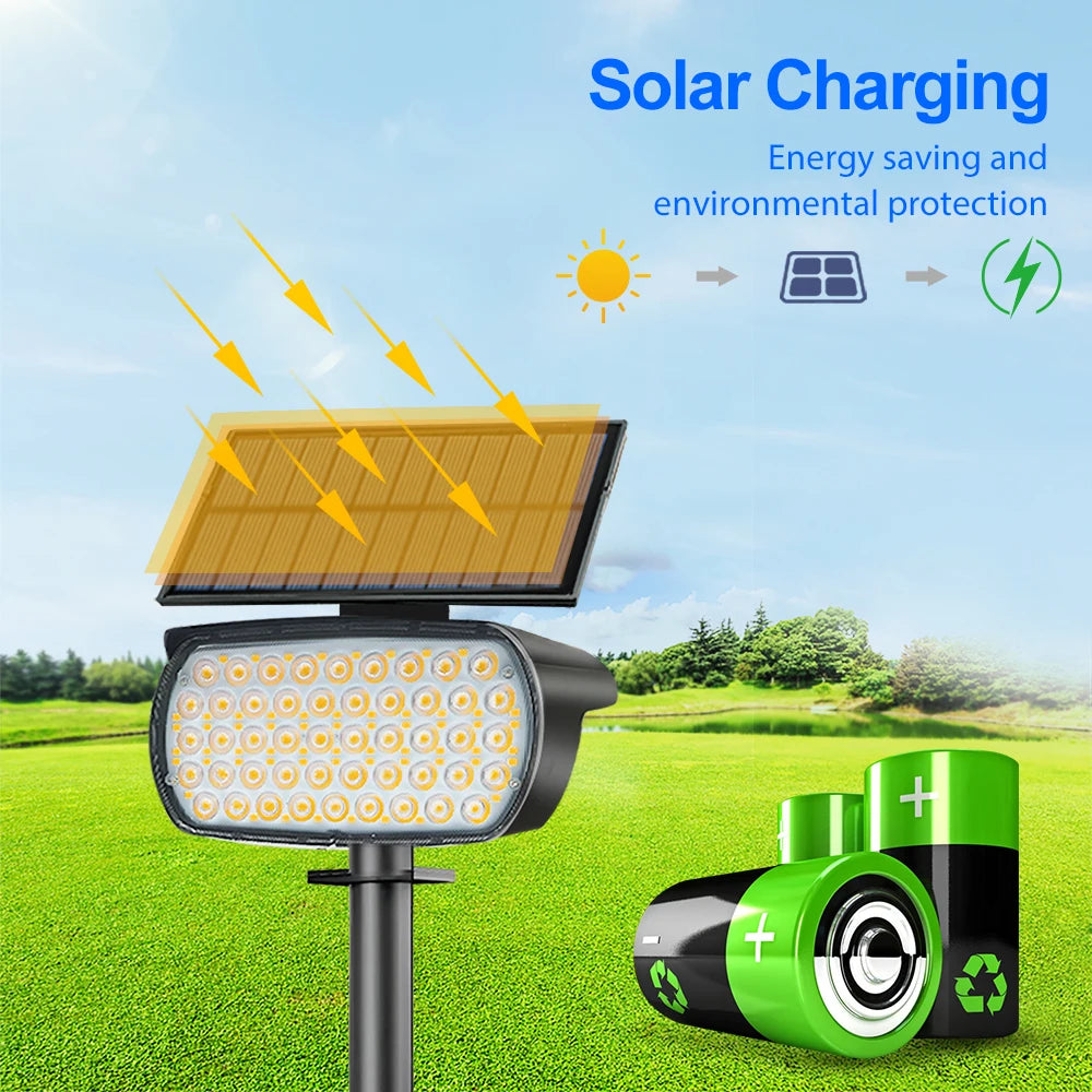 72 LED Solar Spotlights Outdoor Landscape Waterproof 108/136 LEDS Solar Powered Wall Light Auto On/Off for Yard Garden Pathway