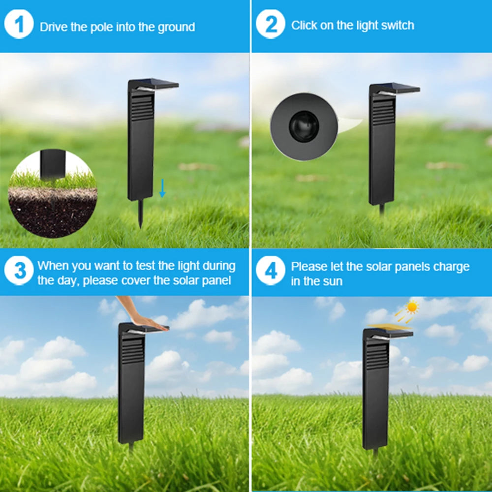 Super Bright Solar Powered Pathway Lights Outdoor Waterproof Lands Modes Driveway Sidewalk Walkway Garden Decor