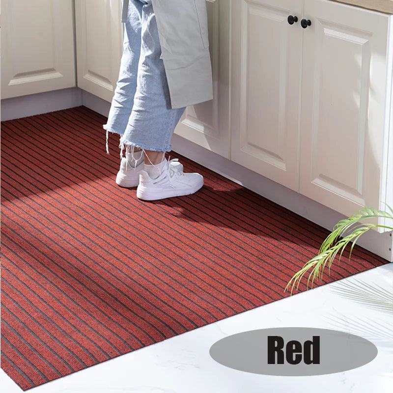 Striped Polyester PVC Doormat, Water-Resistant, Non-Slip, Stain-Resistant, Machine-Made, Outdoor Entrance Mat Easy Clean Durable