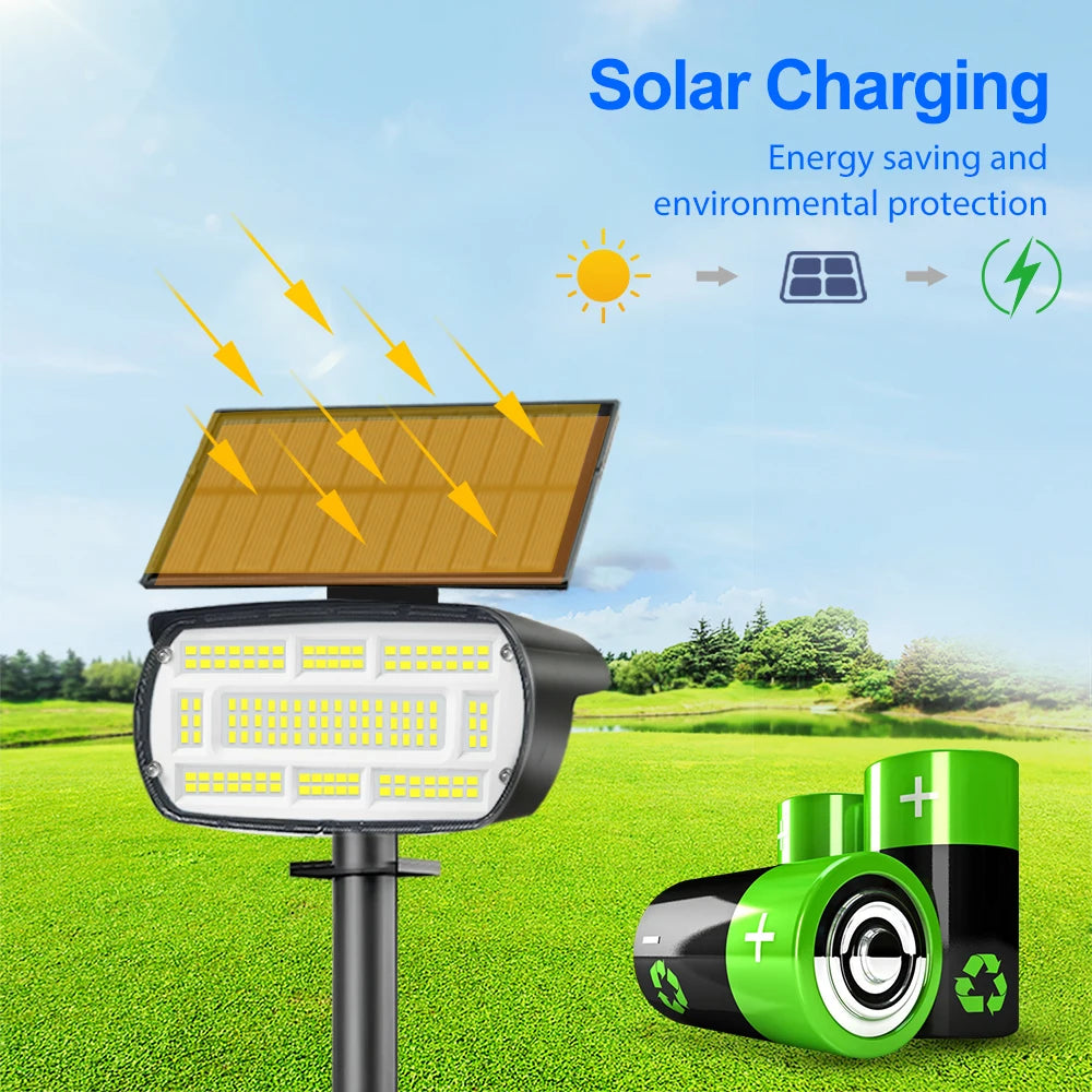 72 LED Solar Spotlights Outdoor Landscape Waterproof 108/136 LEDS Solar Powered Wall Light Auto On/Off for Yard Garden Pathway
