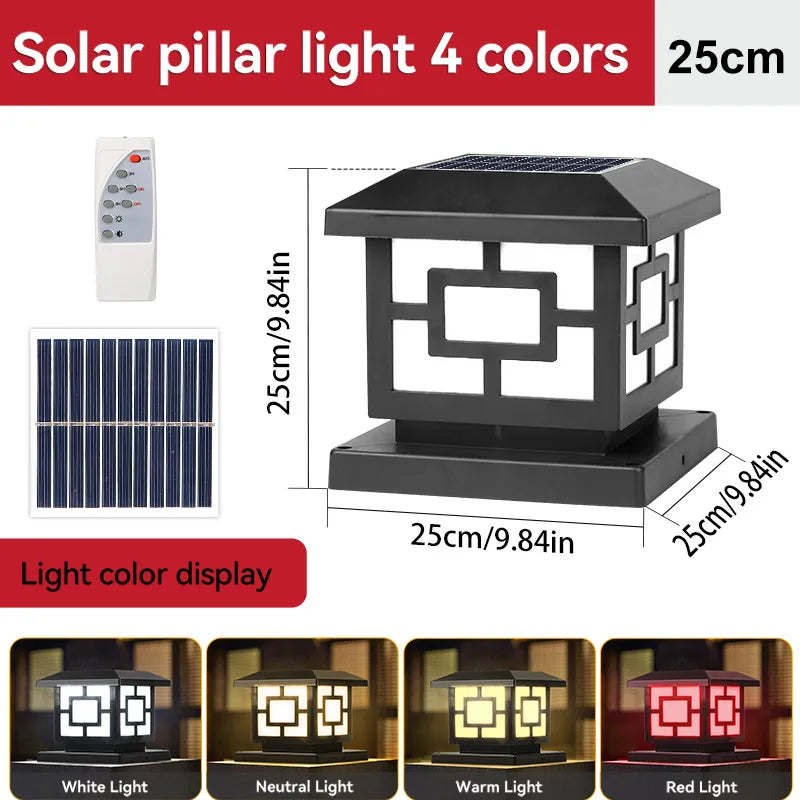 Outdoors LED Solar Lights Waterproof Solar Column Light Classical style Timed with Remote Control LED Light for Garden Patio