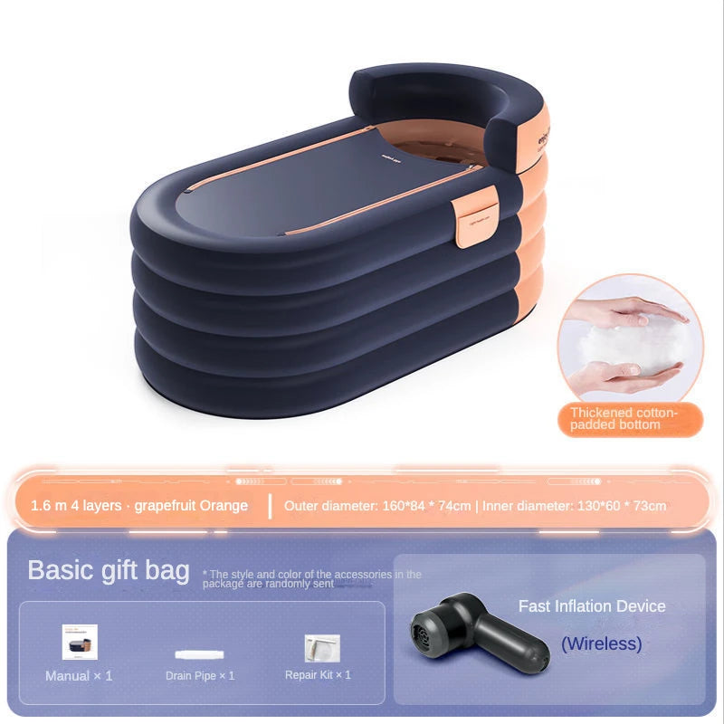 Adult Portable Bathtub Folding Bath tub Bucket Body Sauna Shower Steam Inflatable Whirlpool Bathtub Simple Bathroom Supplies