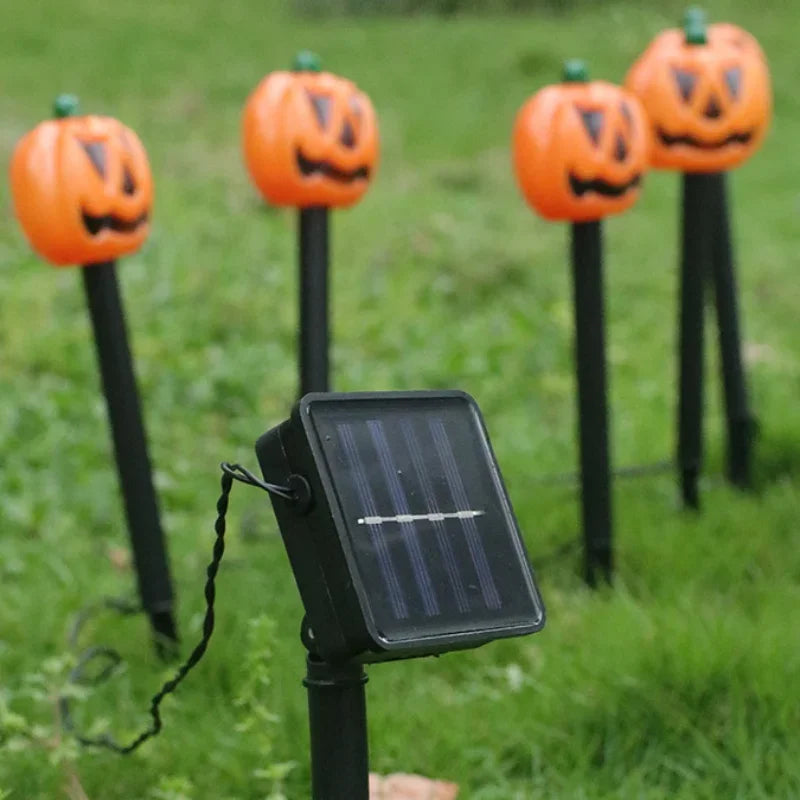Solar Pumpkin Ghost Lantern 5 In 1 Halloween Led String Lights Halloween Decorations for Home Festive Party Outdoor Garden Decor