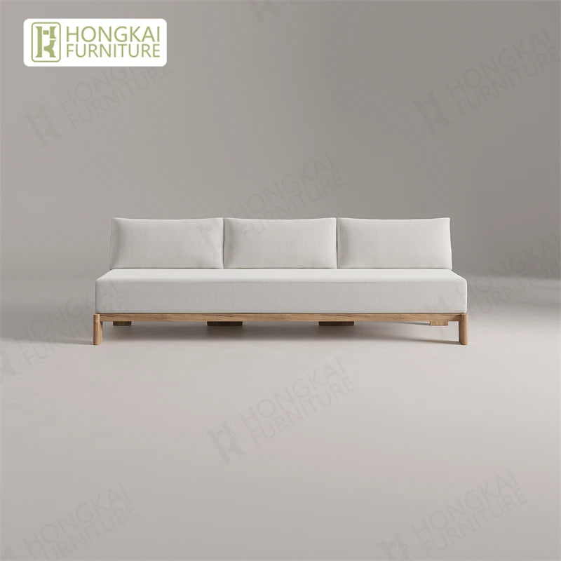 Outdoor Furniture Solid Wood Sofa and Coffee Table Set Paito Teak Sectional Sofa Teak Wood Garden Sofa Set