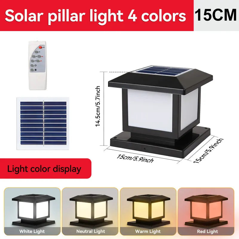 Outdoors LED Solar Lights Waterproof Solar Column Light Classical style Timed with Remote Control LED Light for Garden Patio