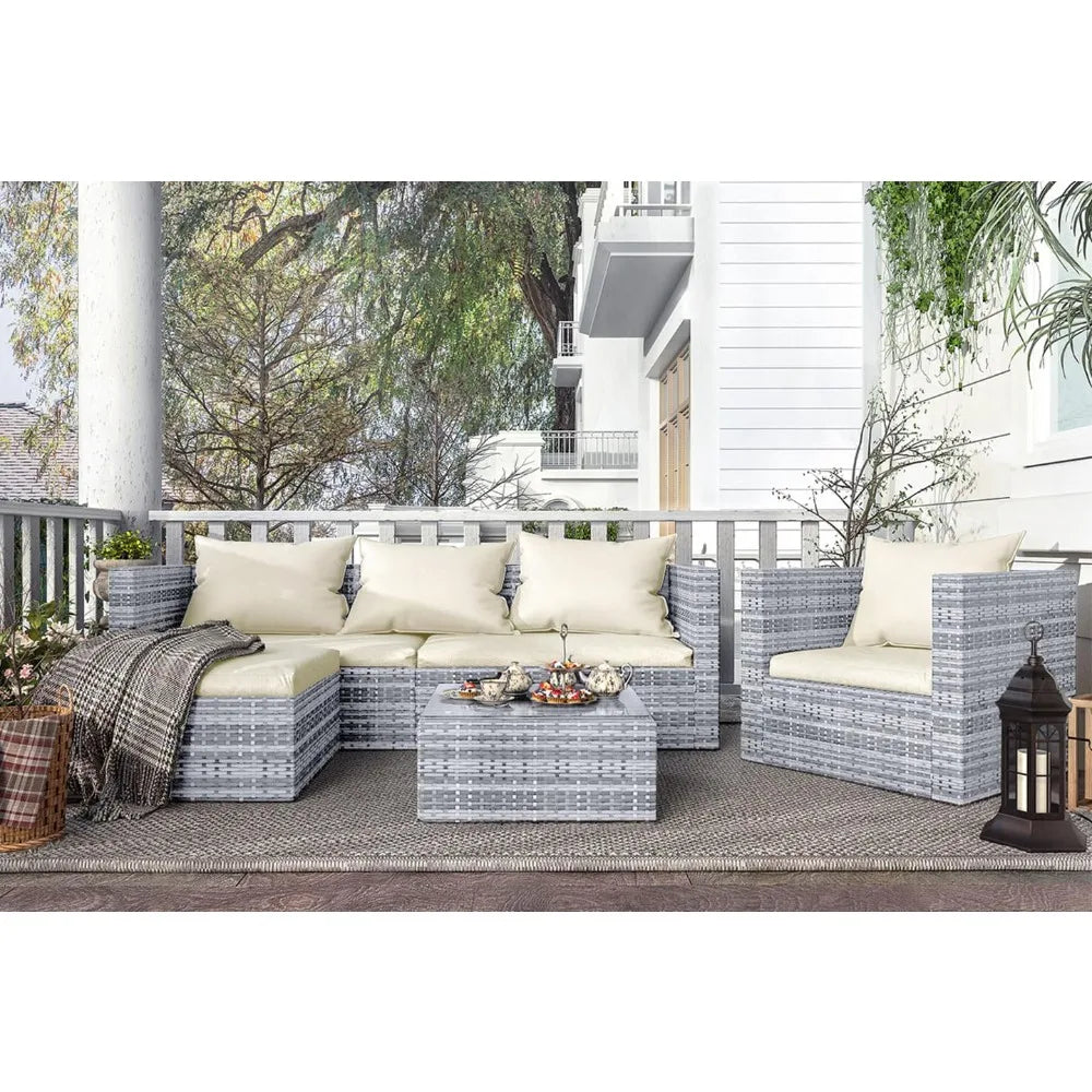 Rattan Garden Furniture Set, 4 piece Patio Rattan furniture sofa Weaving Wicker