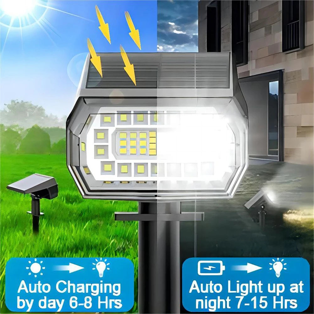 72 LED Solar Spotlights Outdoor Landscape Waterproof 108/136 LEDS Solar Powered Wall Light Auto On/Off for Yard Garden Pathway