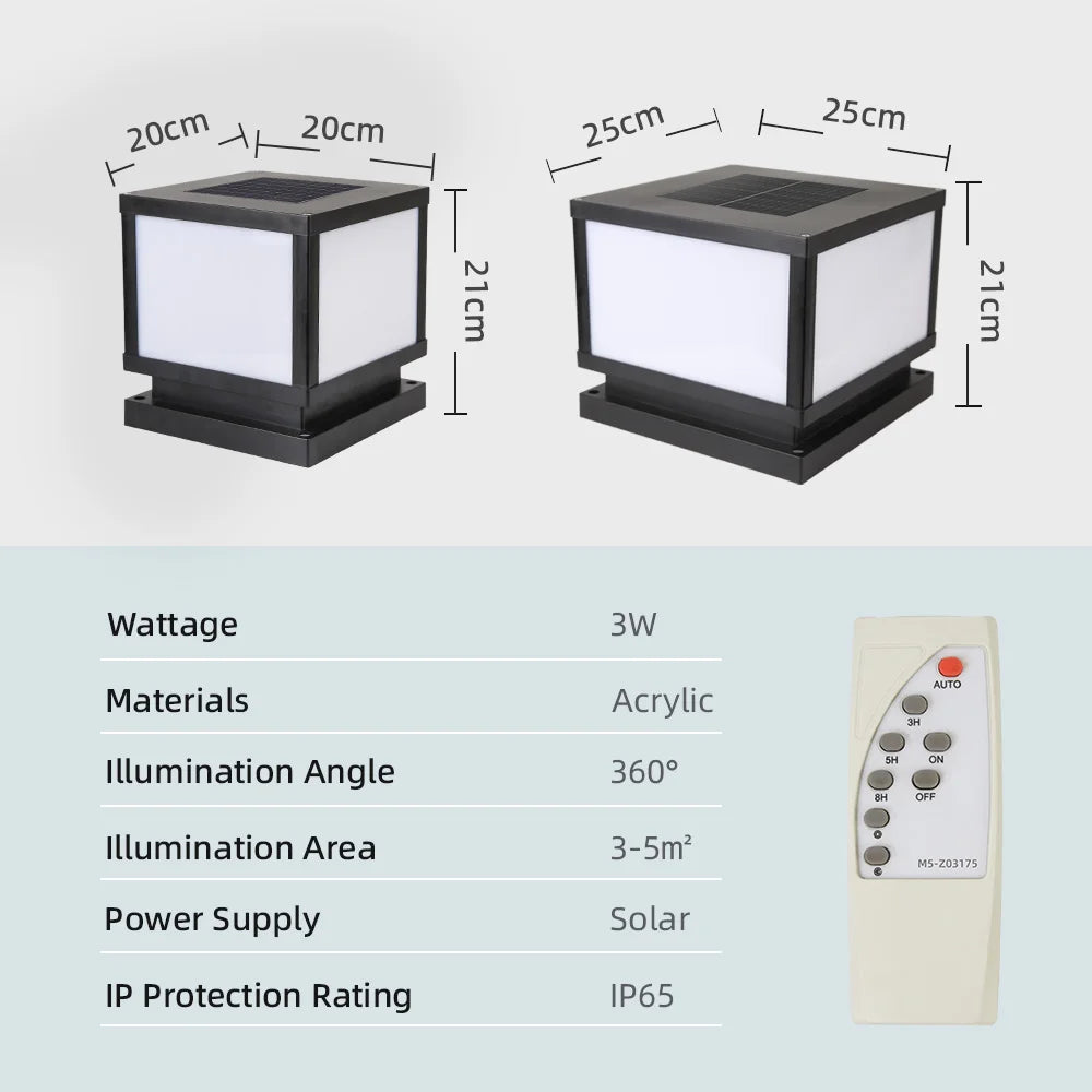 Outdoors LED Solar Lights Waterproof Solar Column Light Classical style Timed with Remote Control LED Light for Garden Patio