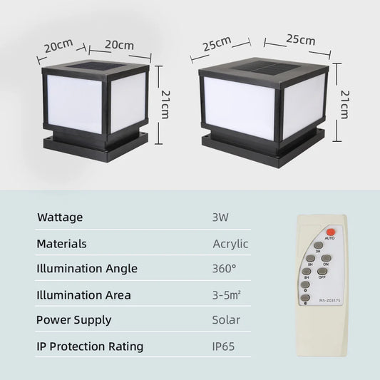 Outdoors LED Solar Lights Waterproof Solar Column Light Classical style Timed with Remote Control LED Light for Garden Patio