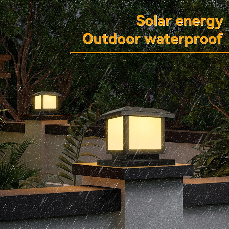 Outdoors LED Solar Lights Waterproof Solar Column Light Classical style Timed with Remote Control LED Light for Garden Patio