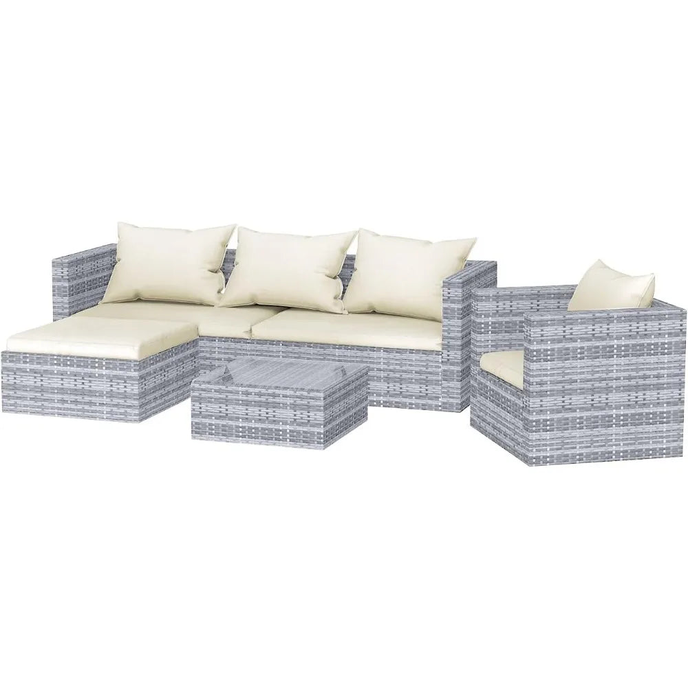 Rattan Garden Furniture Set, 4 piece Patio Rattan furniture sofa Weaving Wicker