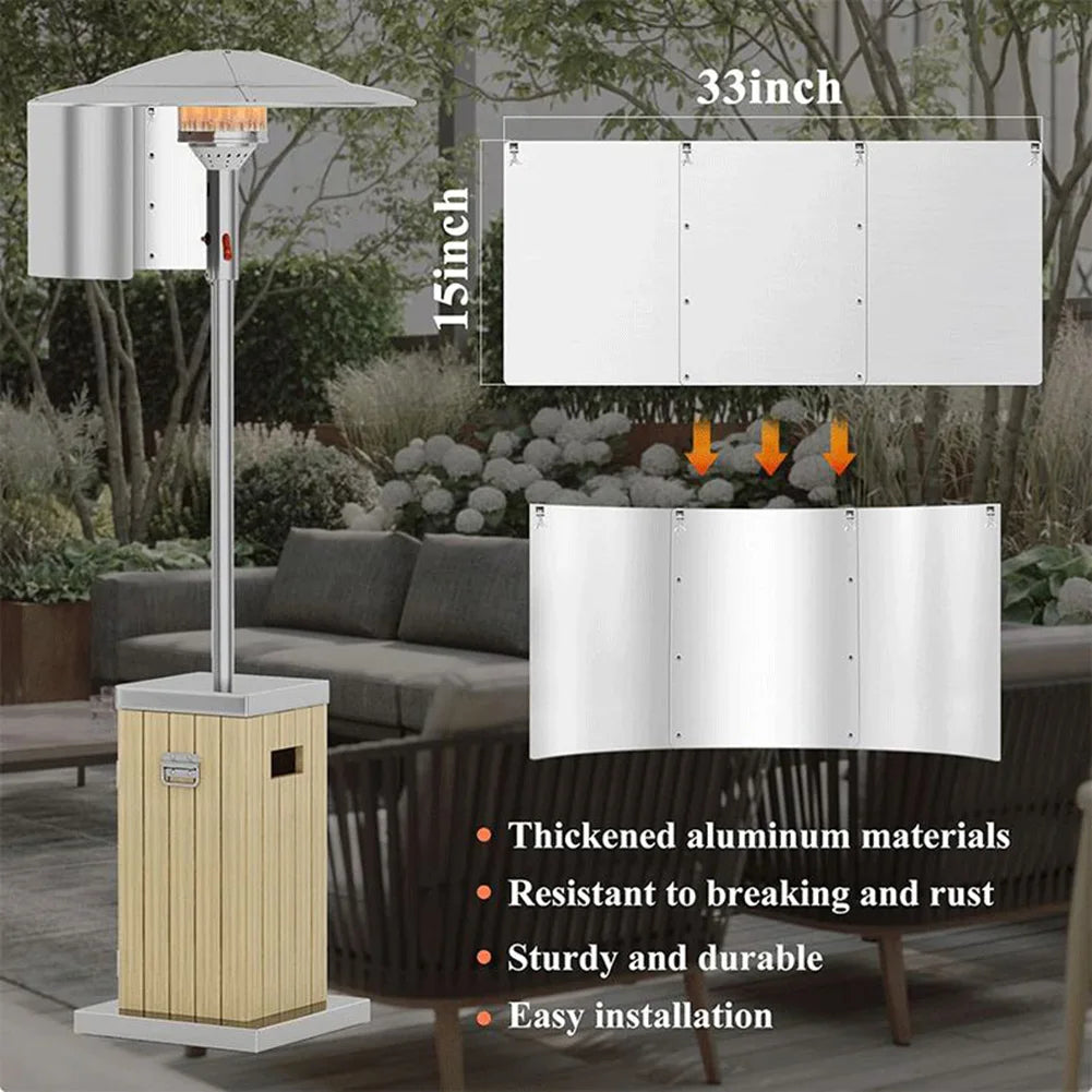 Maximize Energy Savings Adjustable Range Patio Heater Reflector Hood Prevents Heat Wastage Longer Propane Runtime