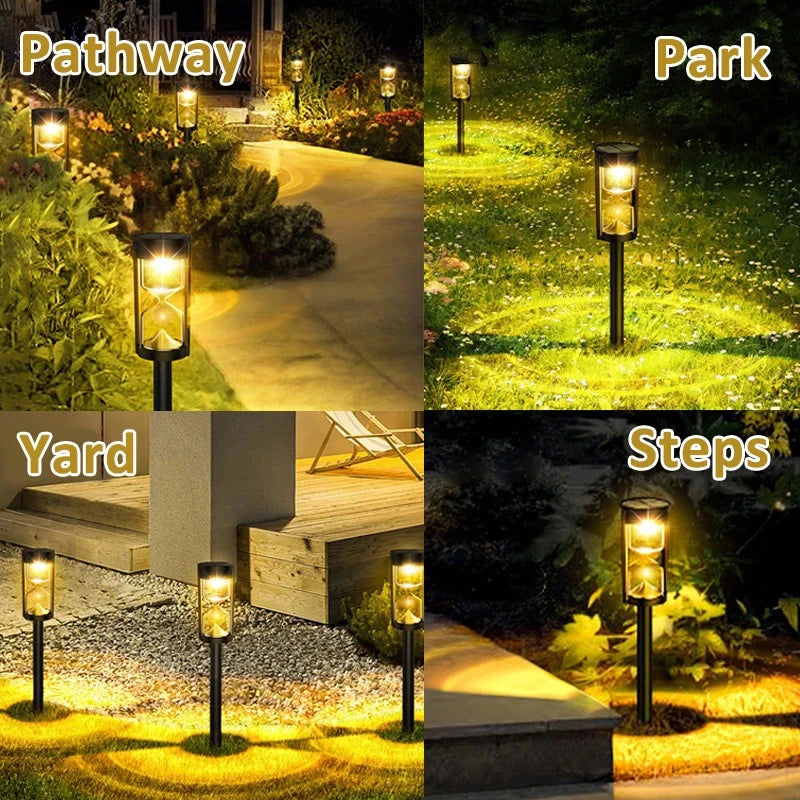 4 Pcs Solar Hourglass Lawn Lamp IP65 Waterproof Garden Light Flashing LED Landscape Light for Outdoor Garden Landscape Patio